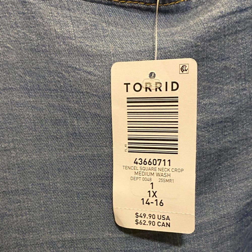 Torrid Denim Blue Crop Top - Picture 1 of 4